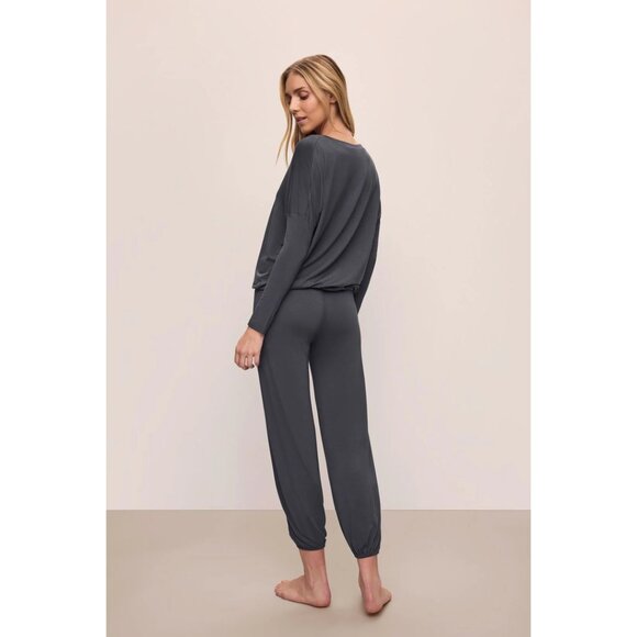 EBERJEY Gisele Jersey Knit Slouchy Pajamas in Graphite/ Ivory Size Small - Picture 11 of 13